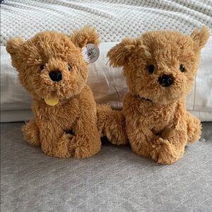 Adorable Two Tan Plush Dog Toys